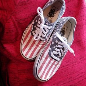 VAN US STARS AND STRIPES LACE UP BOAT SHOES MENS